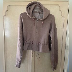 Women's Brown Fleece-lined Cropped Hoodie, Small